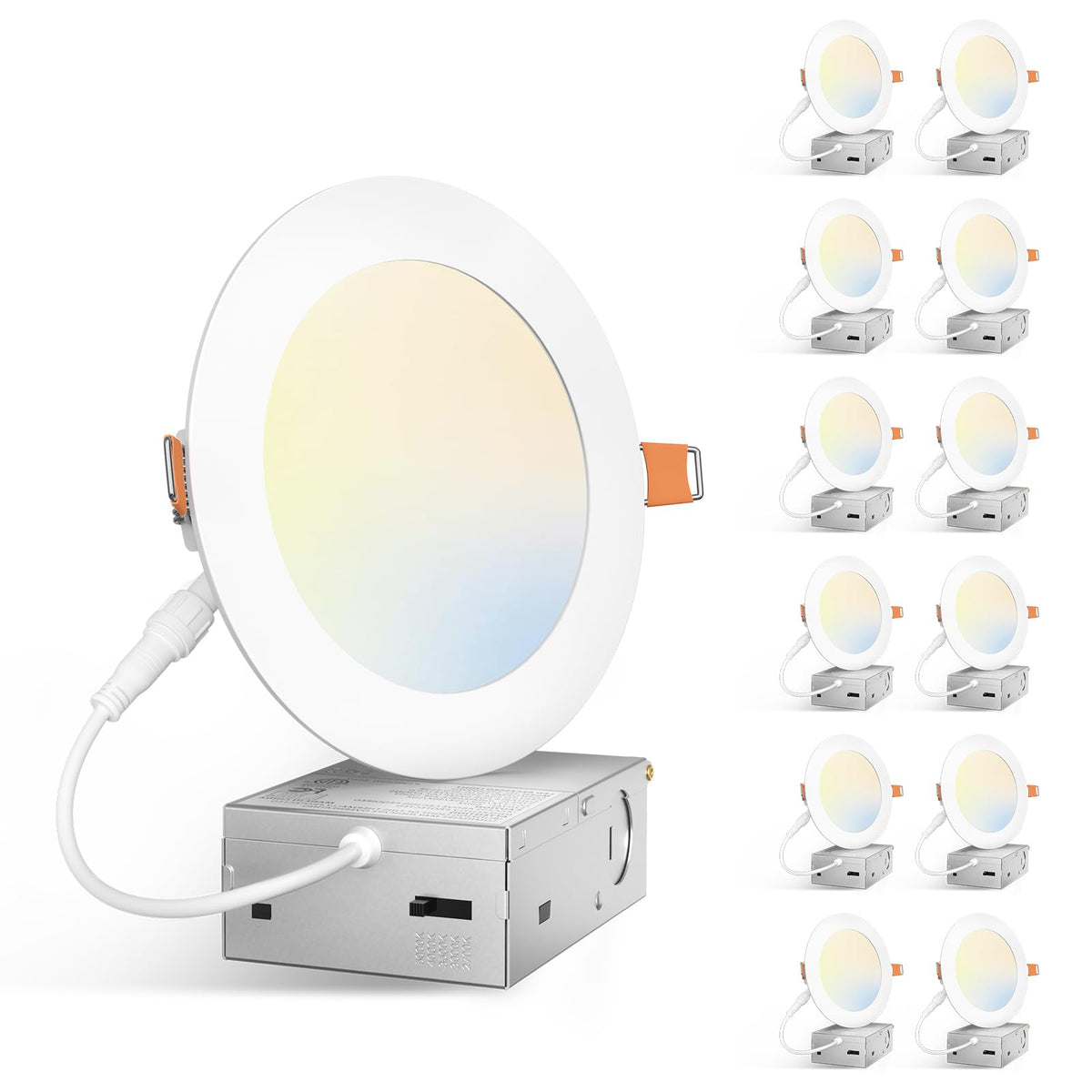 Amico 12-pack 5-inch LED downlight in box, ready for easy installation.