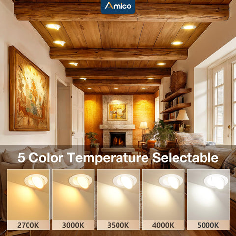 Amico 6-inch 5CCT dimmable downlight for customizable ambience.