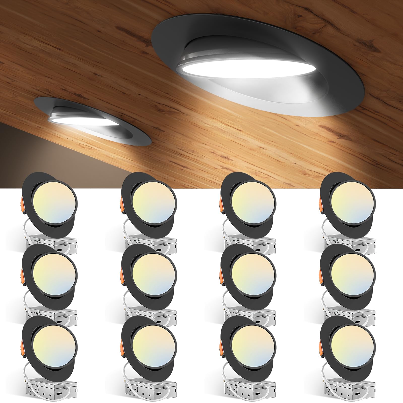 Amico 12-pack 6-inch gimbal downlight enables versatile ceiling lighting for living spaces
