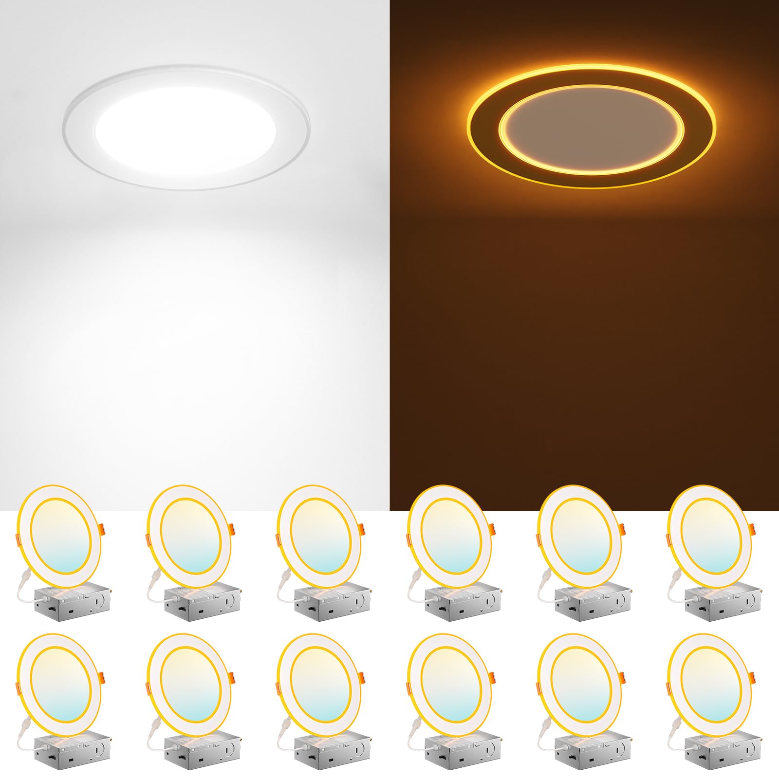 Amico 12-pack 6-inch LED downlights packaged for quick ceiling installation.