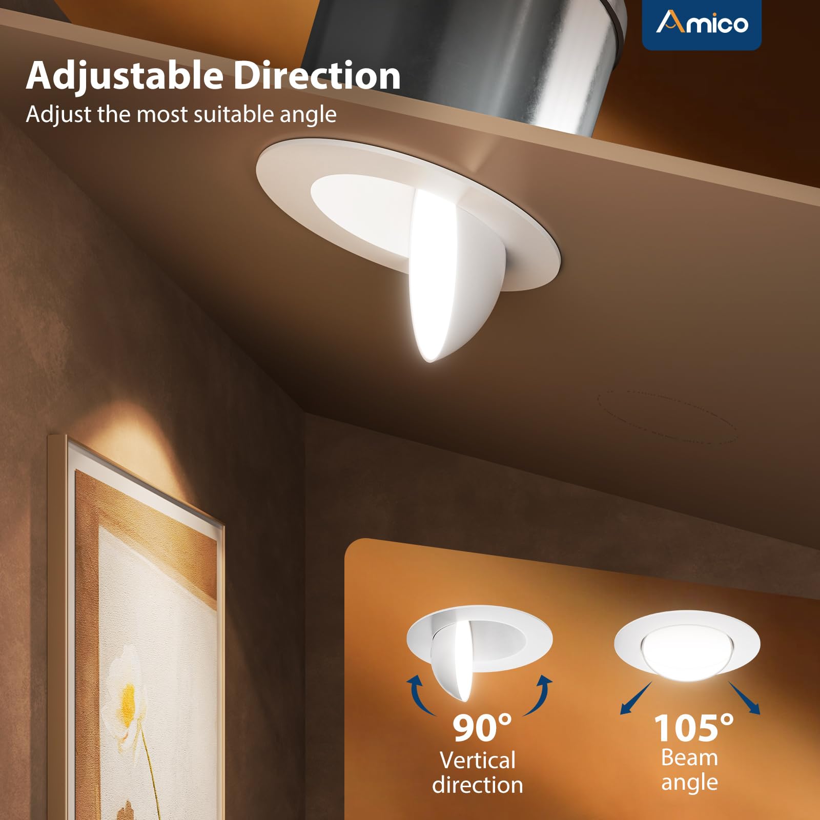 Amico recessed LED light delivers 1200 lumens from 12W for bright, energy-efficient illumination