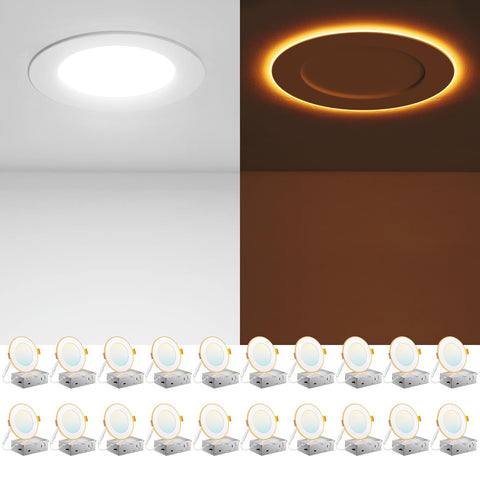 Amico 4-inch LED downlight with night light provides soft ambient glow.