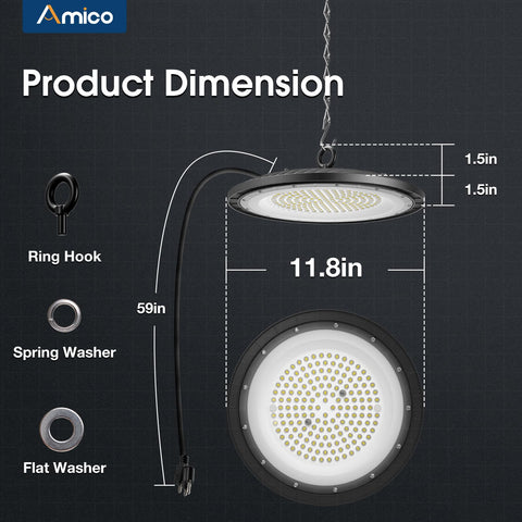 Amico 200W UFO high bay light, effective heat dissipation, longer service life.