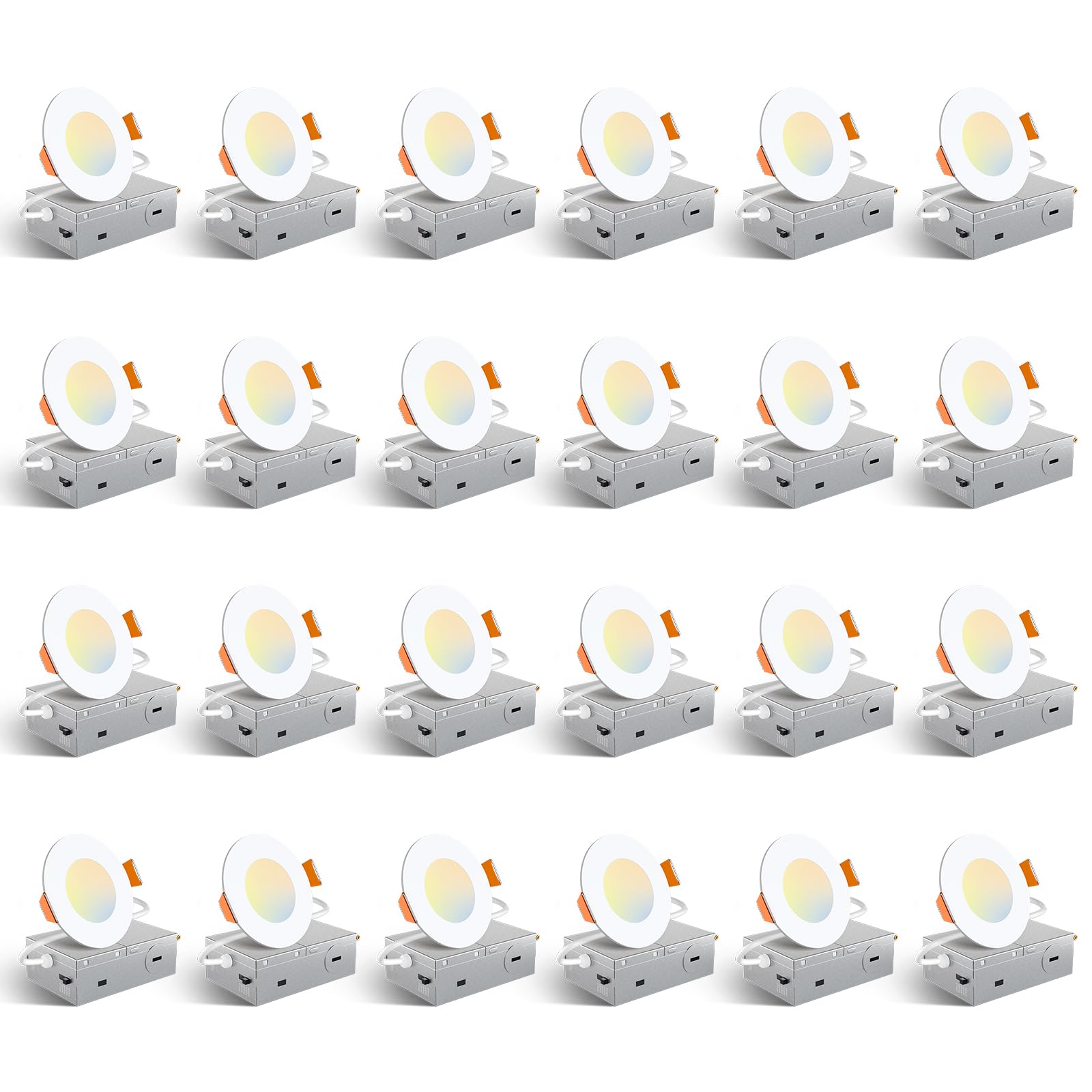 Amico 24-pack 3-inch recessed lights with junction box for quick installation