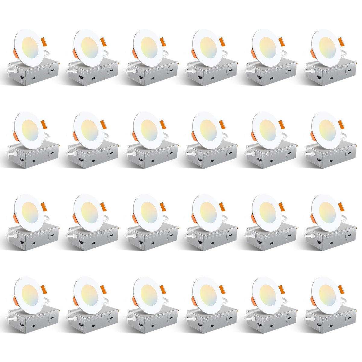 Amico 24-pack 3-inch recessed lights with junction box for quick installation