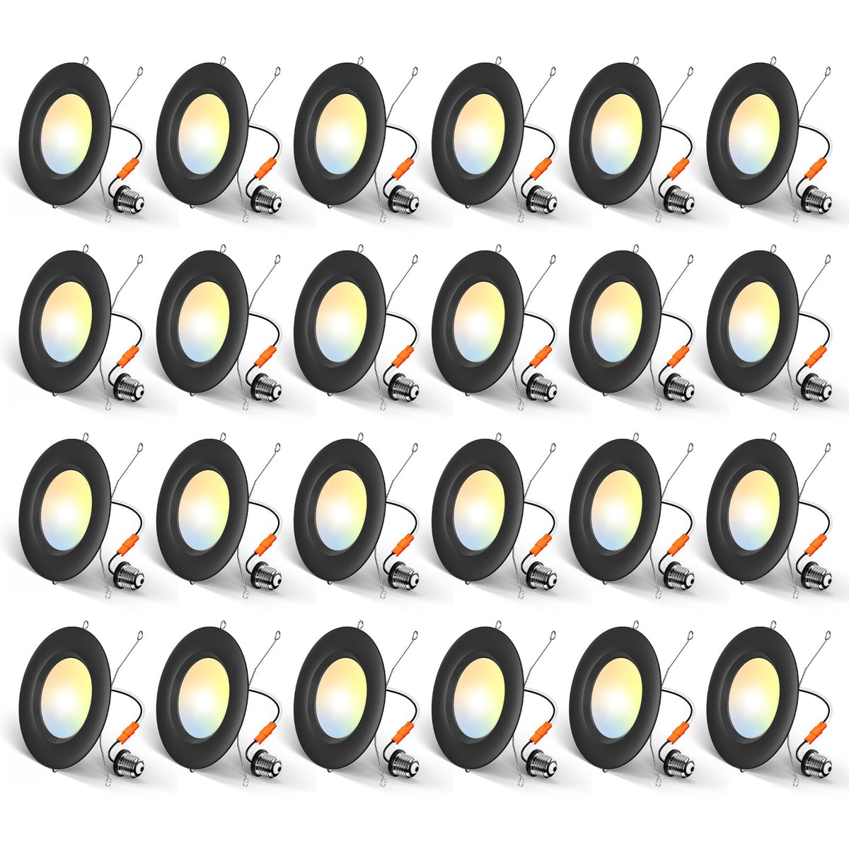 Amico 6-inch recessed light with baffle trim showing 5 color temperatures for versatile rooms.