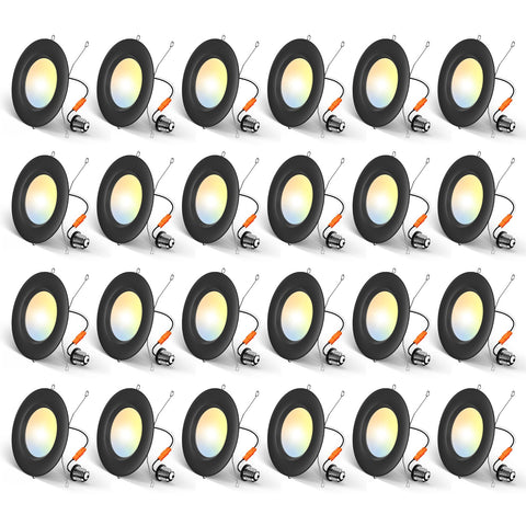 Amico 6-inch recessed light with baffle trim showing 5 color temperatures for versatile rooms.