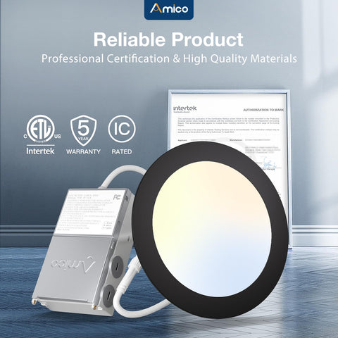 Amico 24-pack six-inch black downlight delivers energy-saving performance