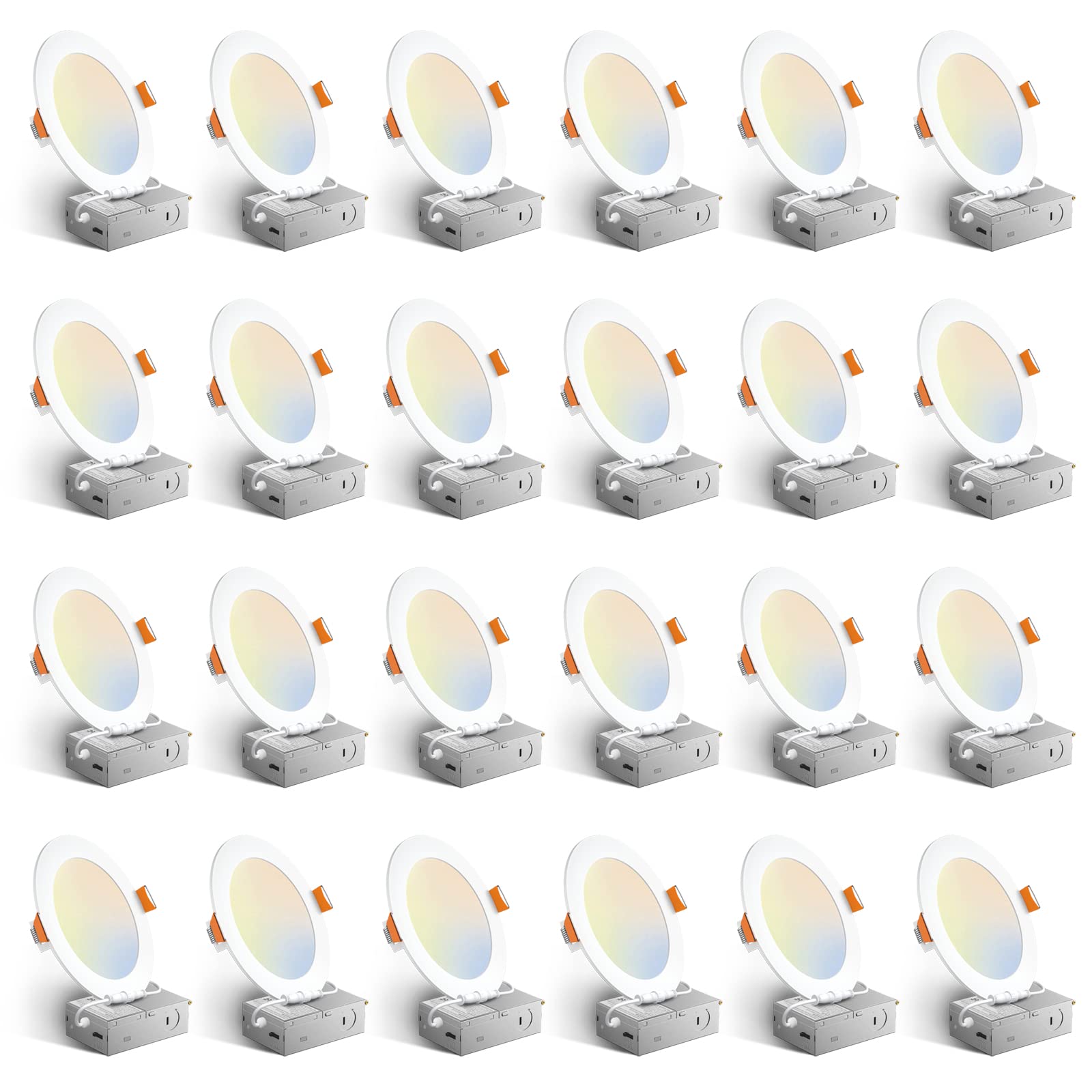 Amico 24-pack 6-inch LED downlight with ultra-thin wafer design for tight ceilings.