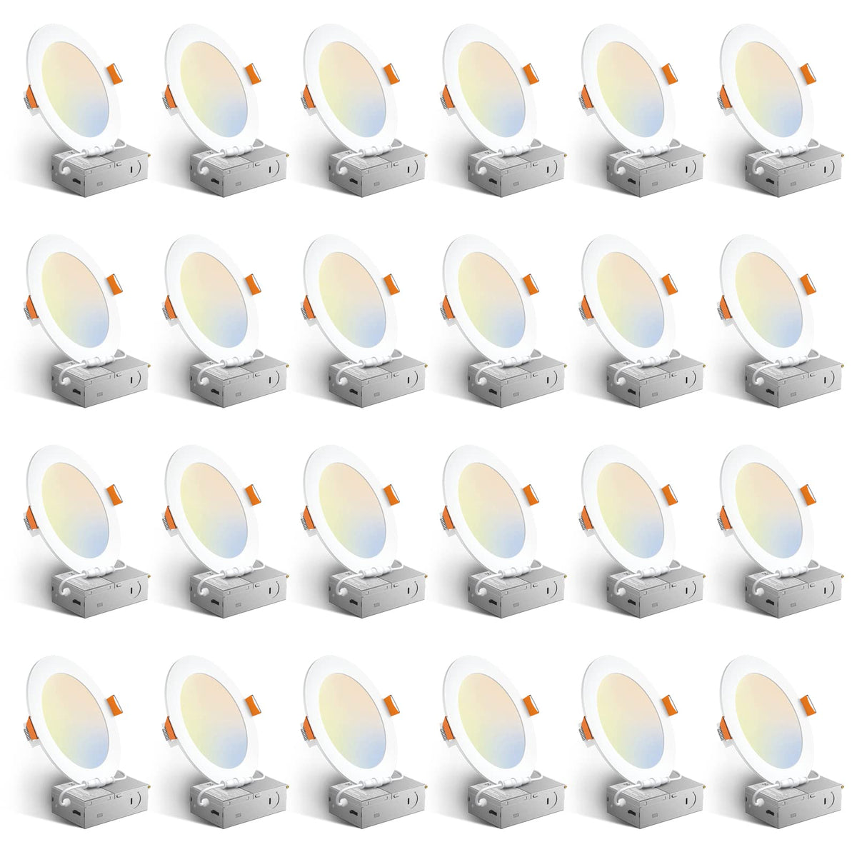 Amico 24-pack 6-inch LED downlight with ultra-thin wafer design for tight ceilings.