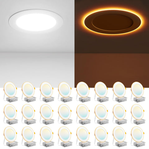 Amico 24-pack 6-inch downlight with night light emits warm amber glow for nighttime visibility
