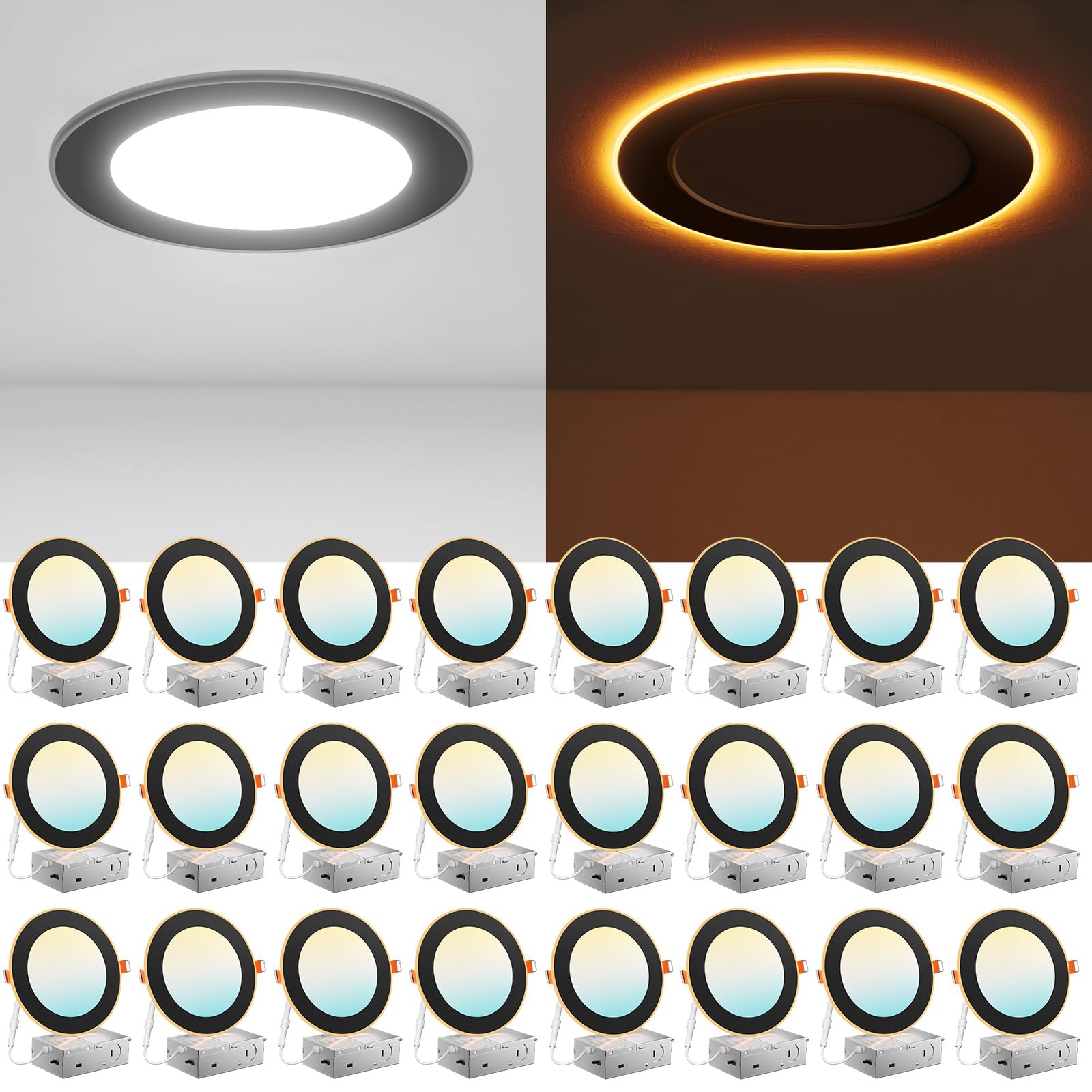 Amico 6-inch downlight front view with slim canless design for quick installation