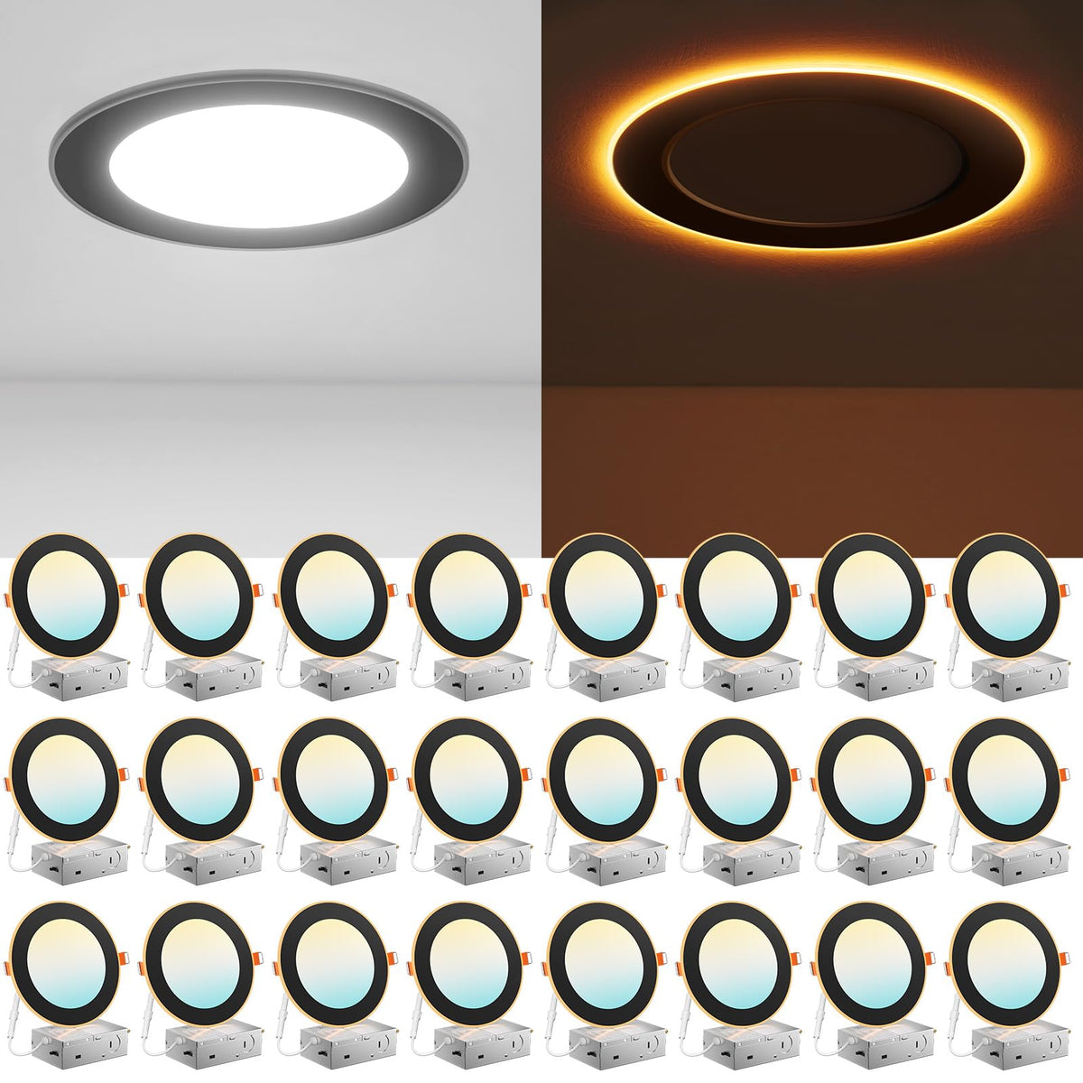 Amico 6-inch downlight front view with slim canless design for quick installation