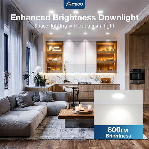 Amico energy-saving 10 W downlight reduces electricity use.