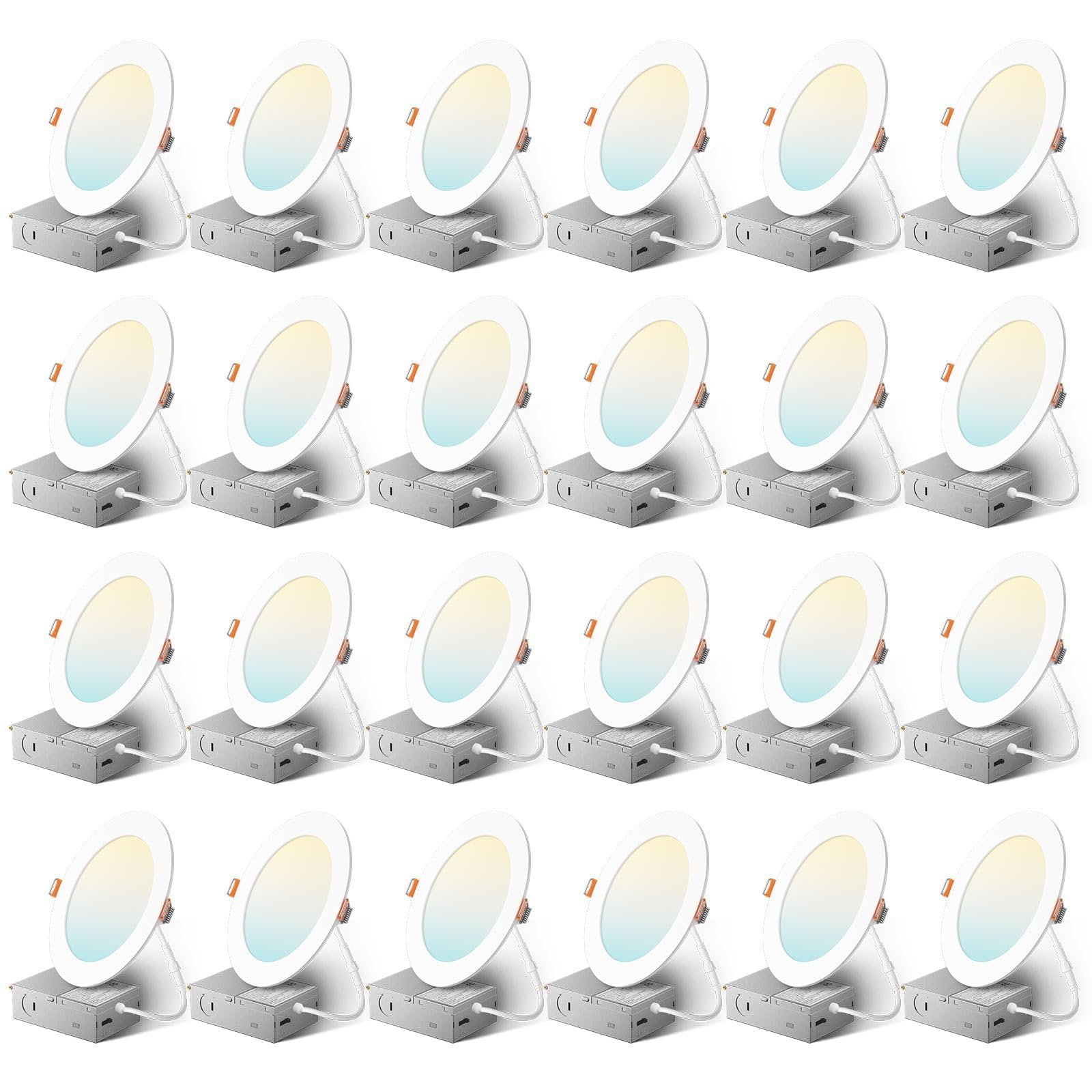 Amico 24-pack 6-inch LED downlight with junction box for quick, clean installs.