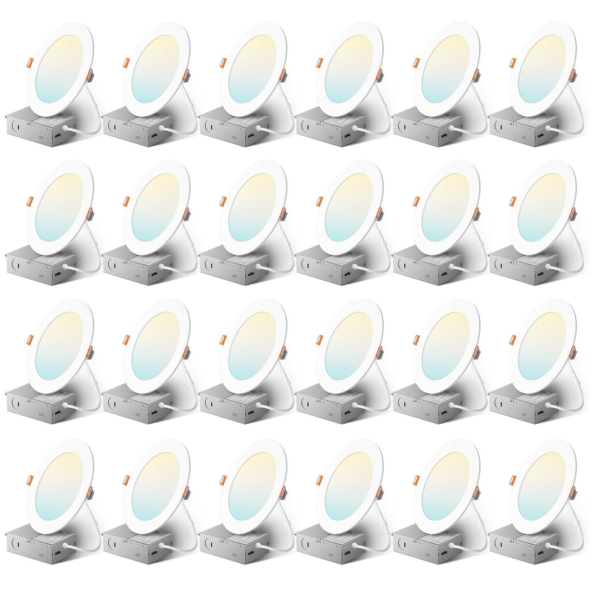 Amico 24-pack 6-inch LED downlight with junction box for quick, clean installs.