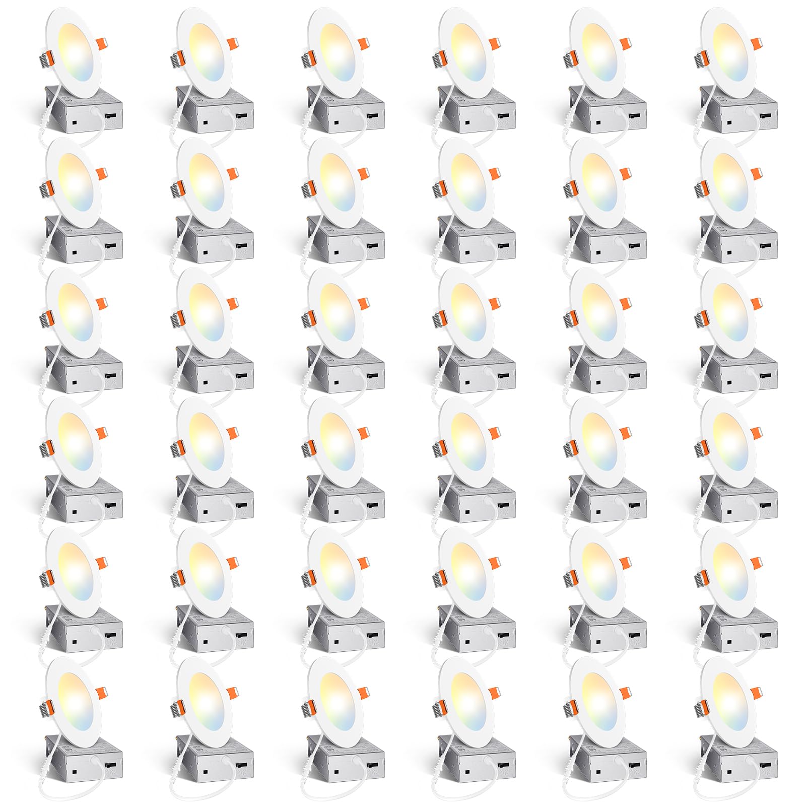 Amico 36-pack four-inch LED downlight pack for energy-efficient ceiling retrofit.