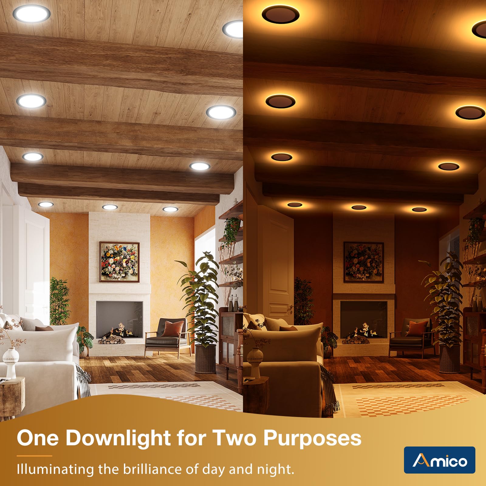 Amico 4-inch LED downlight 2700K for warm, cozy ambient lighting