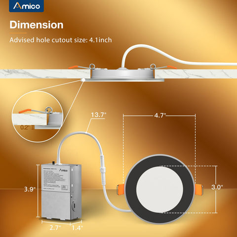 Amico 4-inch LED downlight 3500K for neutral, comfortable illumination