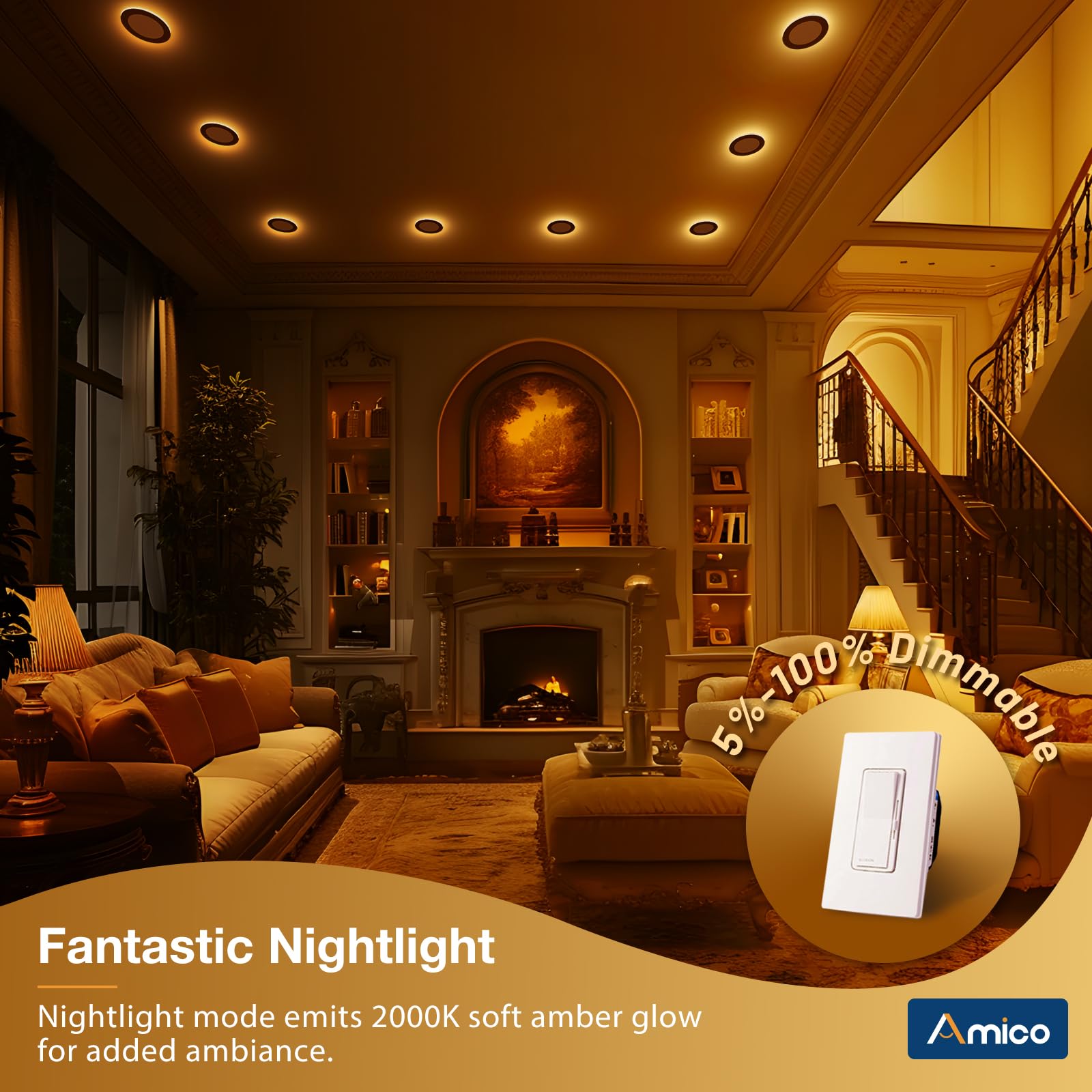 Amico 4-inch LED downlight 5000K for crisp daylight-ready illumination