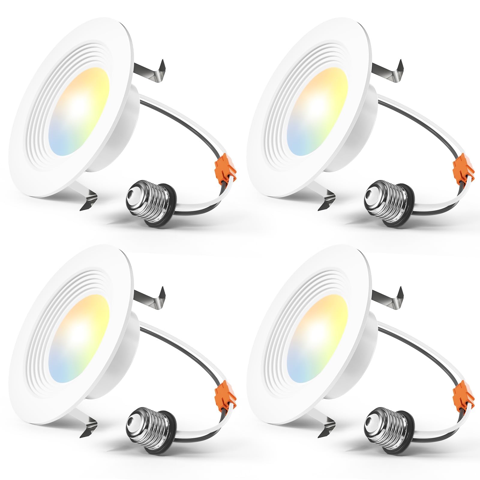 Amico 4-pack 4-inch recessed LED light with five color temperatures for flexible ambiance.