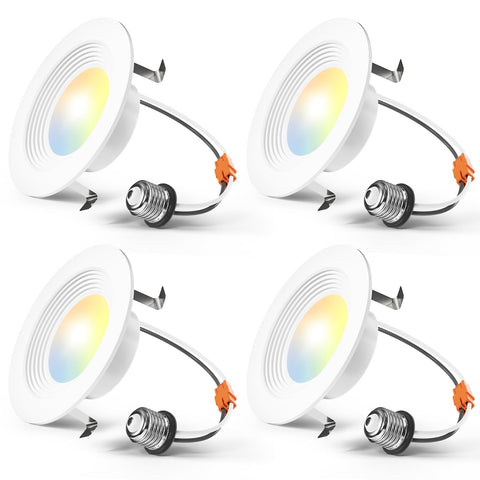 Amico 4-pack 4-inch recessed LED light with five color temperatures for flexible ambiance.