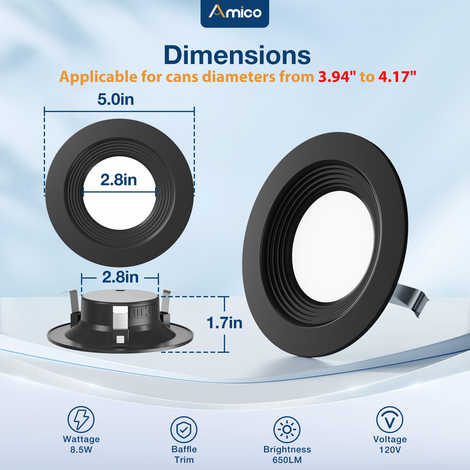 Amico black 4-inch recessed lighting adds sleek ceiling detail