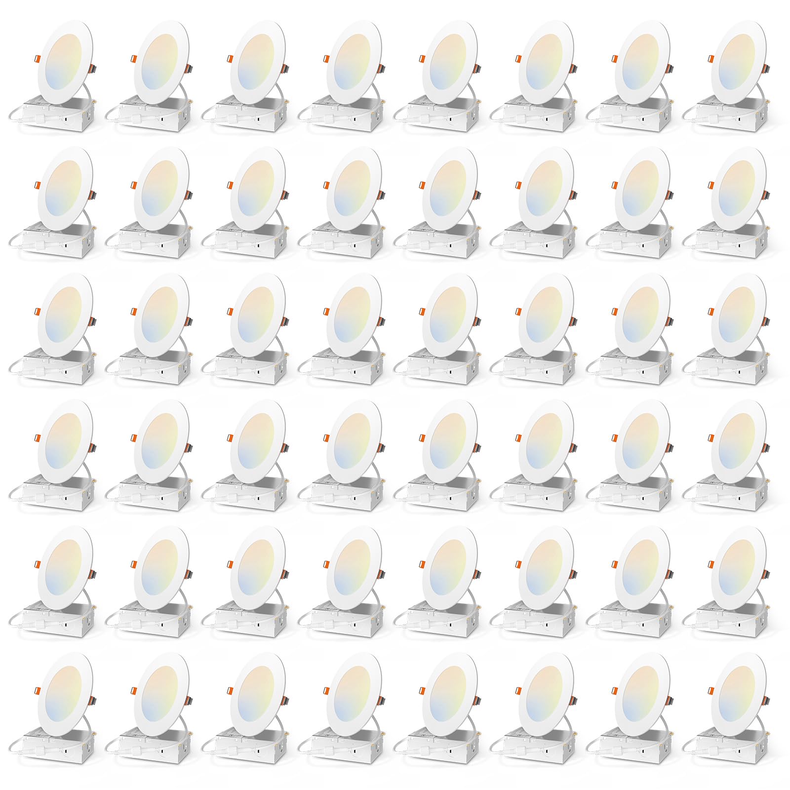 Amico 48-pack 4-inch 5CCT recessed downlight with adjustable color temperature for flexible room ambiance.