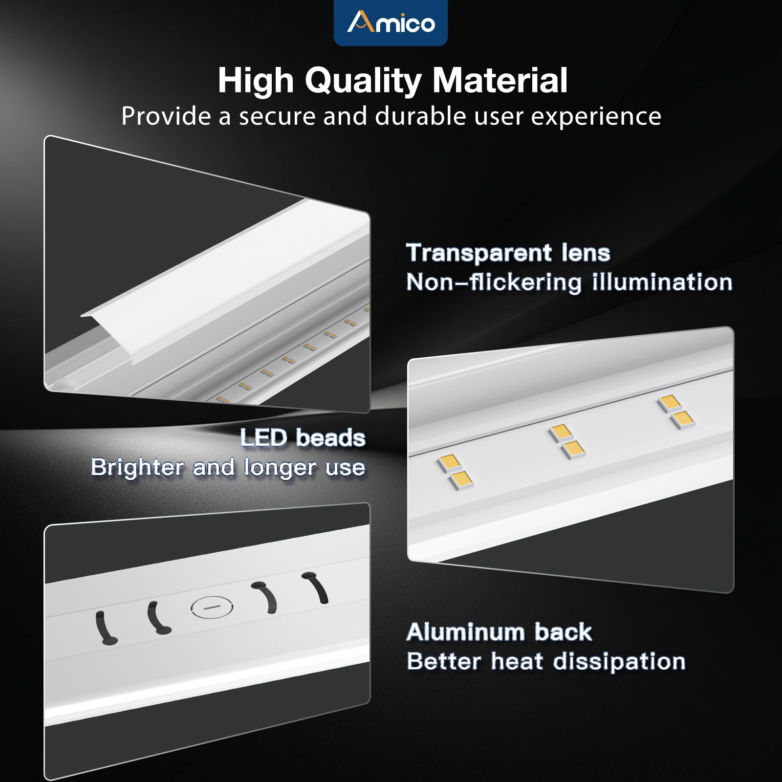 Amico 4ft wraparound ceiling-mounted in a bright space