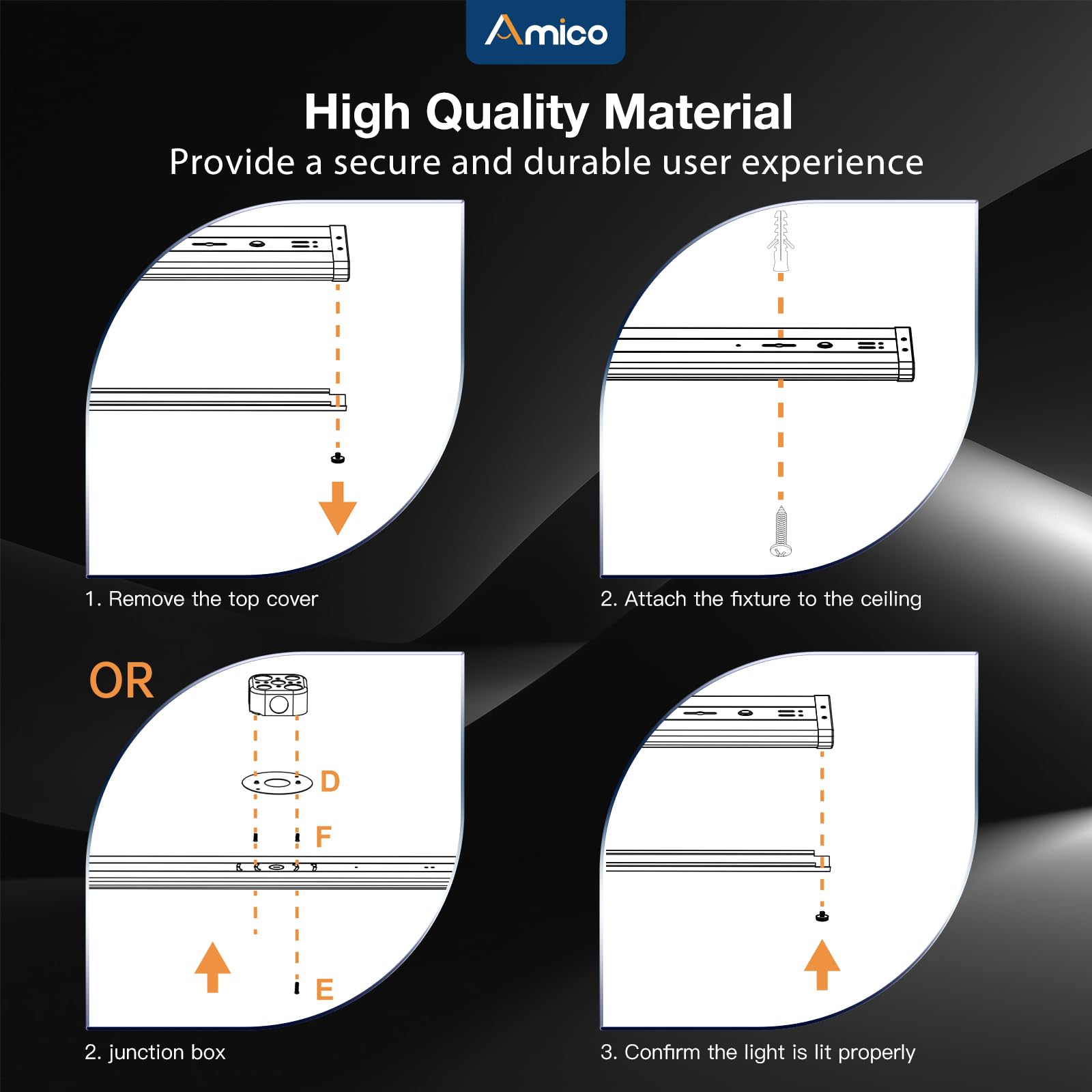 Amico 4ft wraparound in an office environment with glare-free ceiling wash