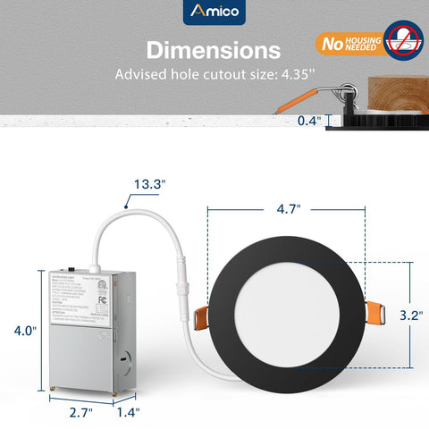 Amico 4in downlight delivers 800 lumens from 10W for bright, efficient illumination.