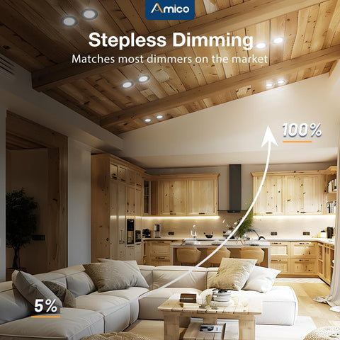 Amico canless wafer downlight enables a seamless, shallow-ceiling installation.