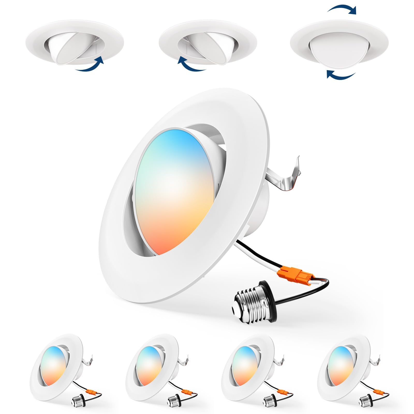Amico four-inch eyeball downlight with adjustable angle for artwork accents.