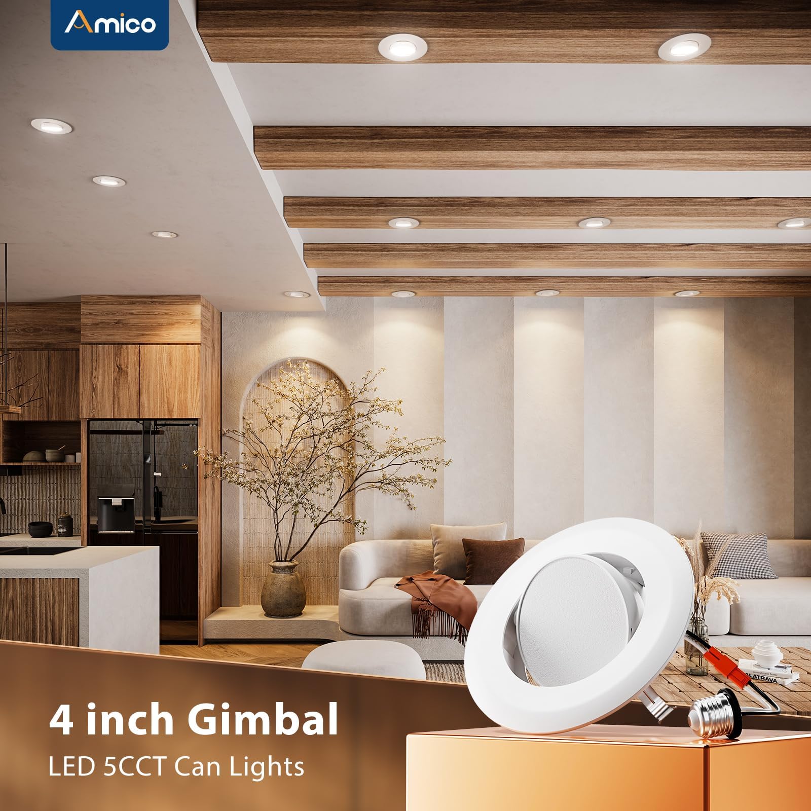Amico four-inch downlight installs easily with an E26 base.