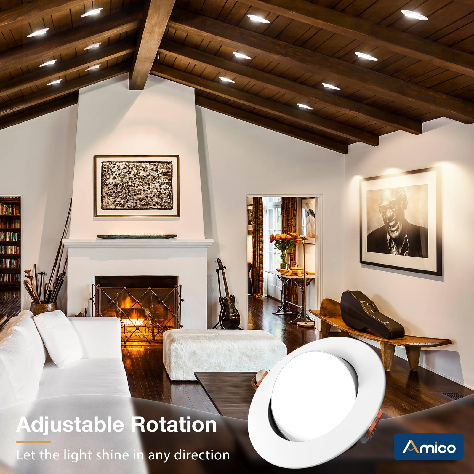 Amico 4-inch gimbal downlight with 360-degree tilt—precise directional lighting.