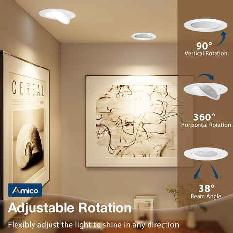 Amico 4-inch gimbal downlight tilt angle enables precise task lighting.