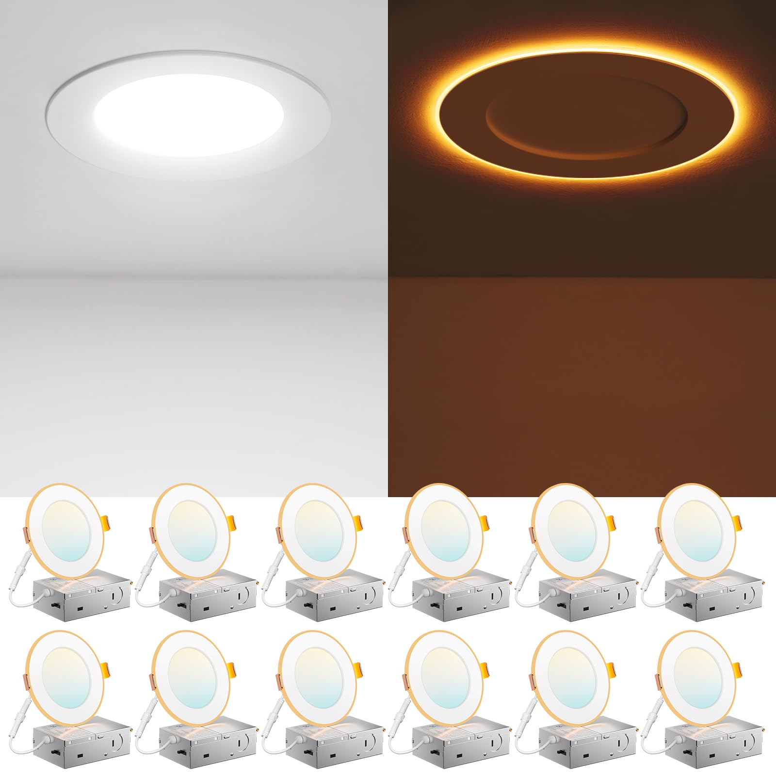Amico 4-inch night-light recessed downlight with warm amber 2000K glow.