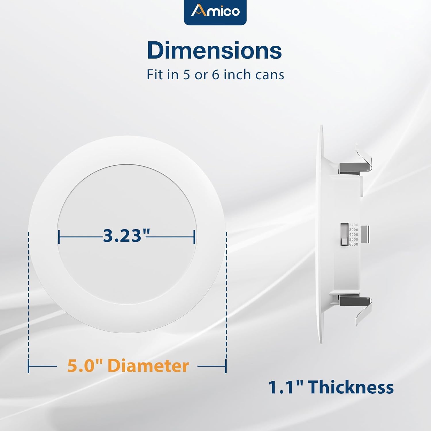 Amico can lights dim smoothly for comfortable, eye-friendly illumination.