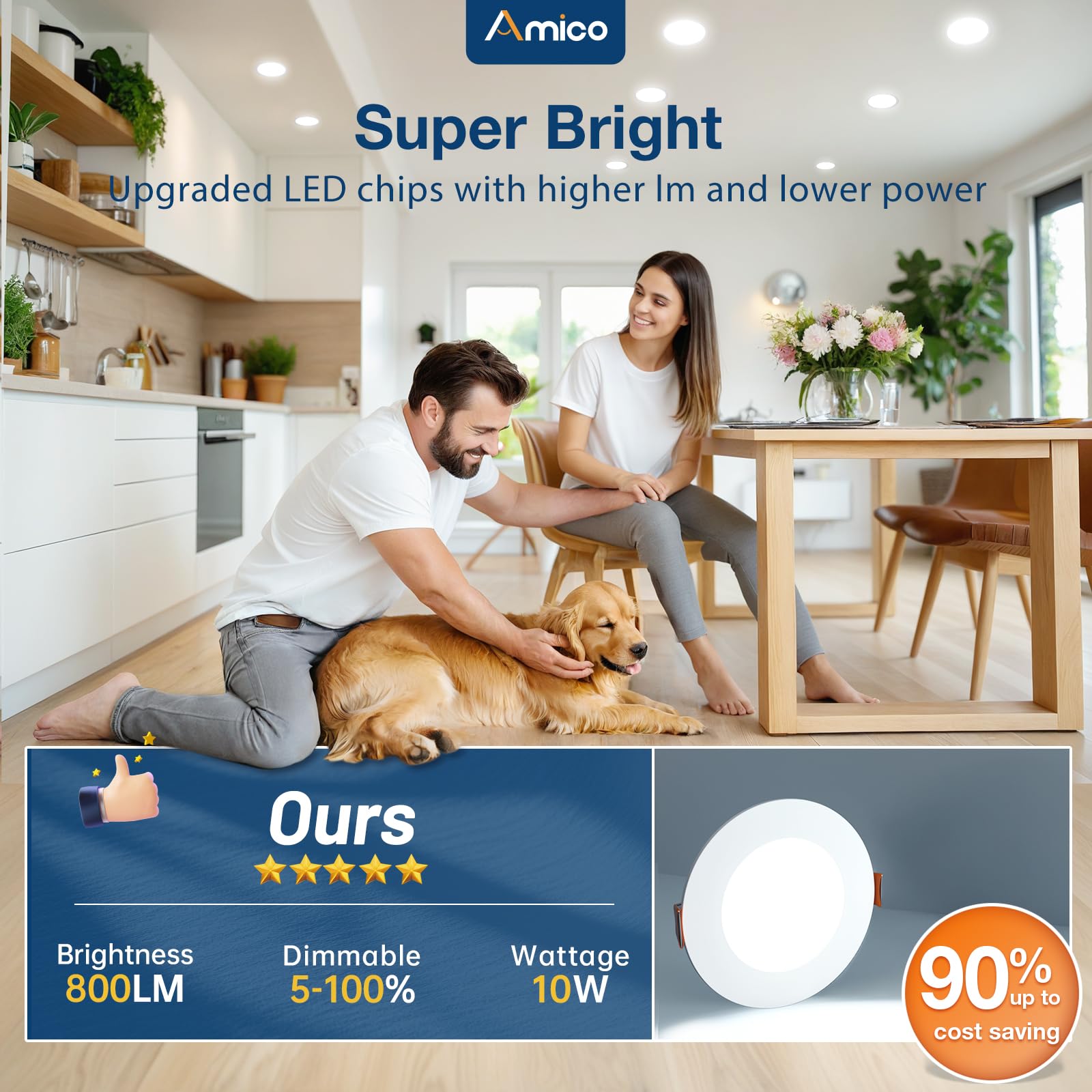 Amico 4-inch canless recessed light installation in ceiling with junction box