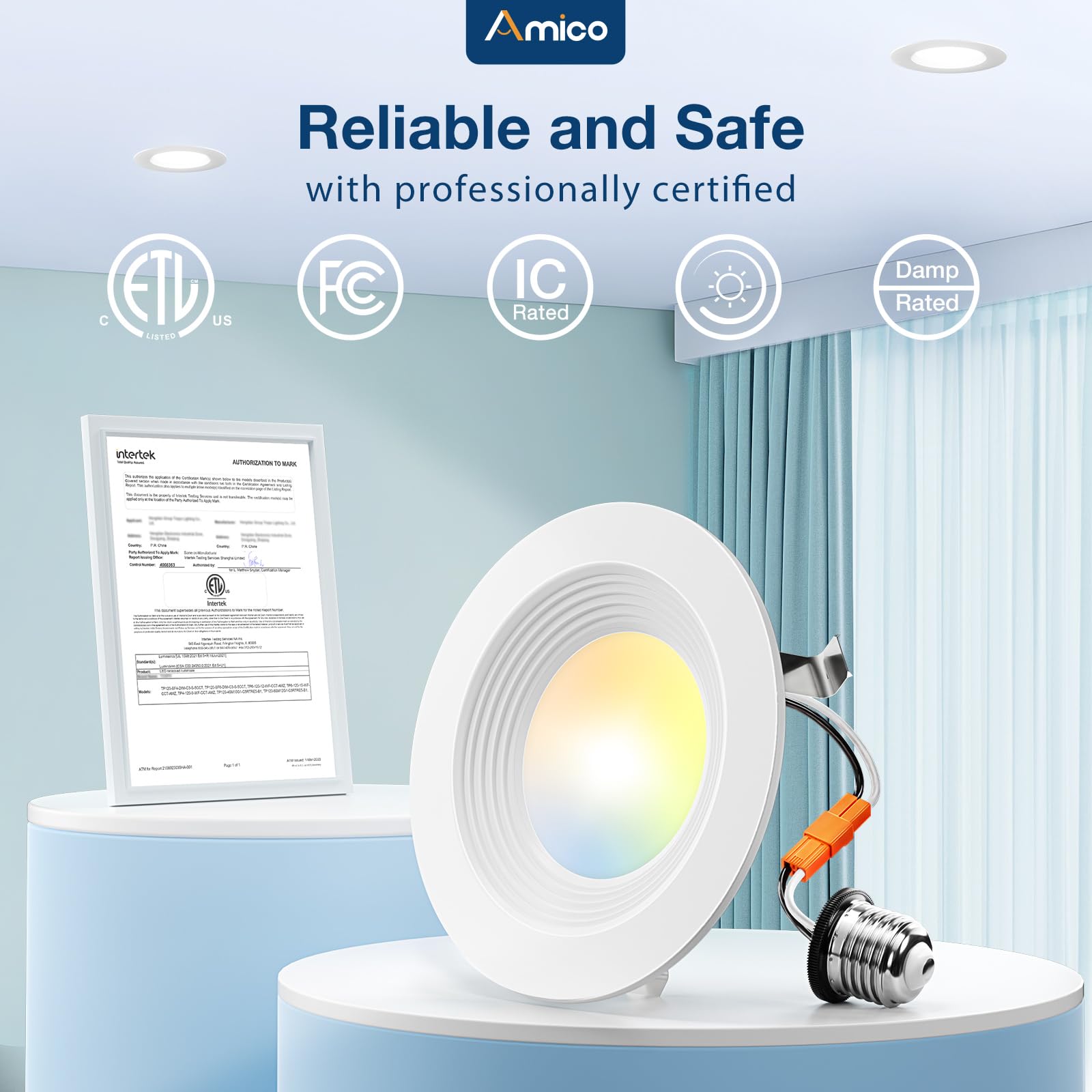 Amico retrofit LED can light with E26 base for simple installation.