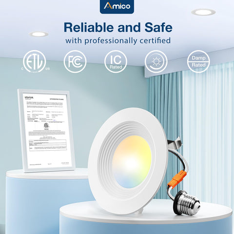 Amico retrofit LED can light with E26 base for simple installation.