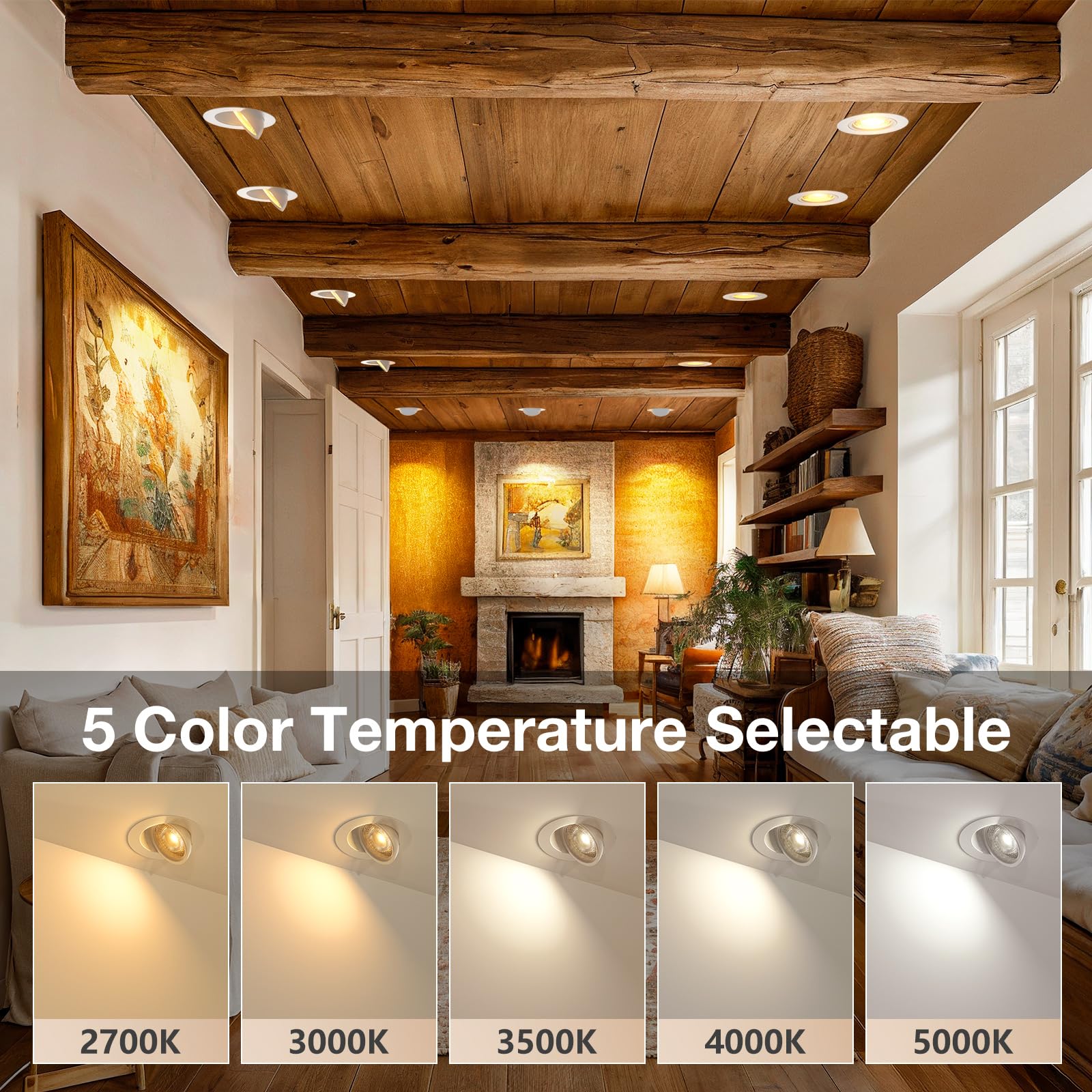 Amico 4-pack gimbal LED light with color temperature dial for ambience control.