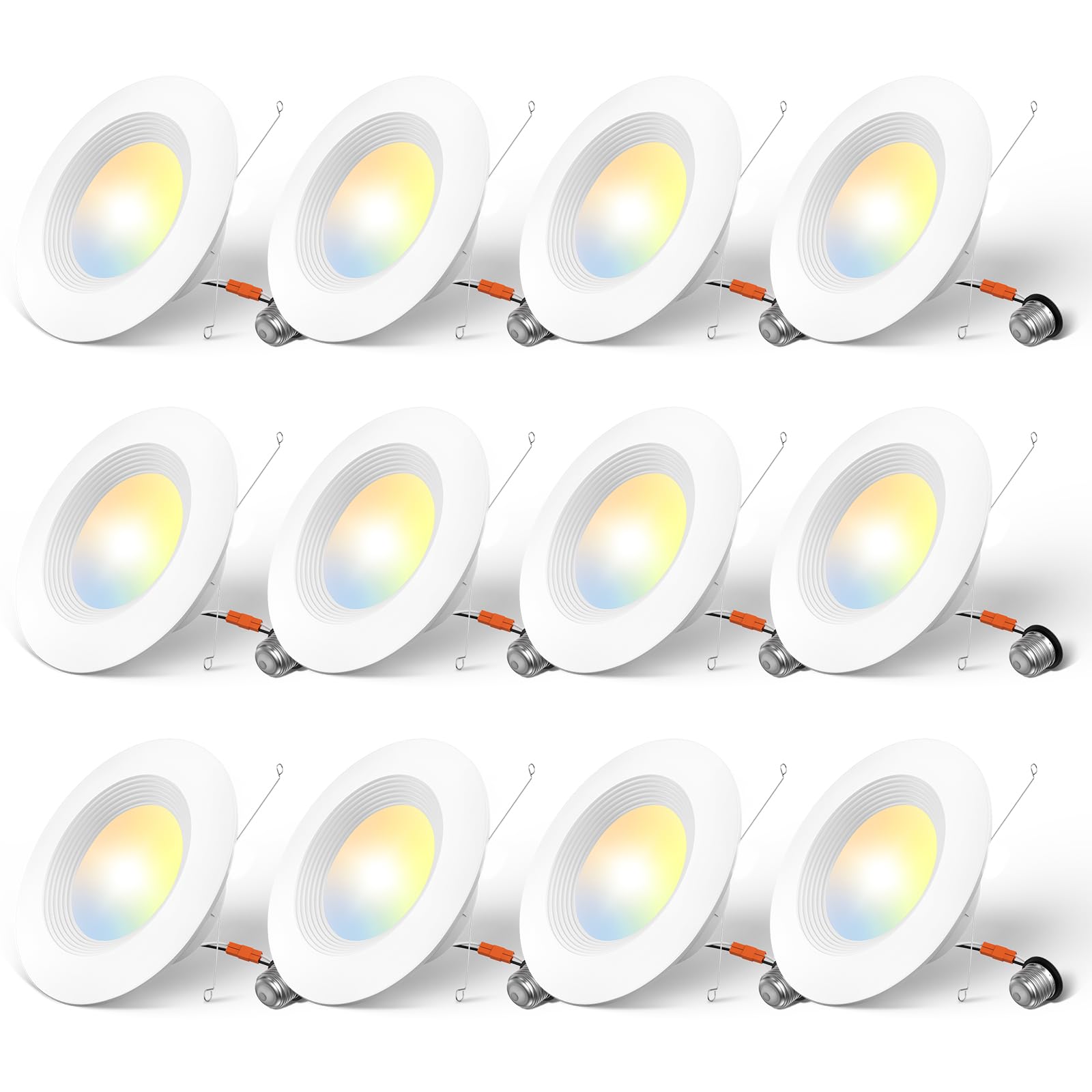 Amico 5/6-inch LED downlight showing color temperature options for ambiance.