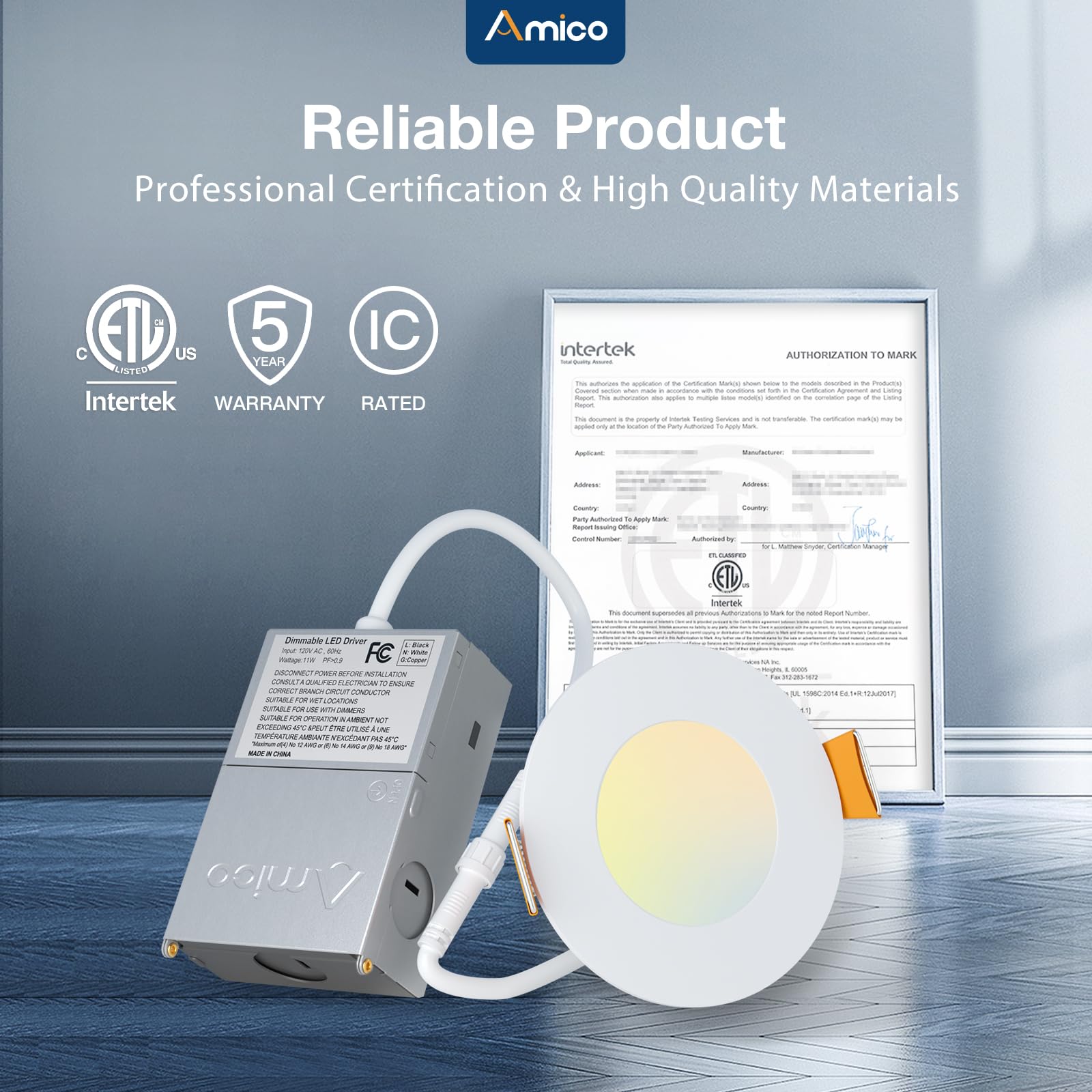Amico 500 lm bright downlight provides ample illumination with low energy.