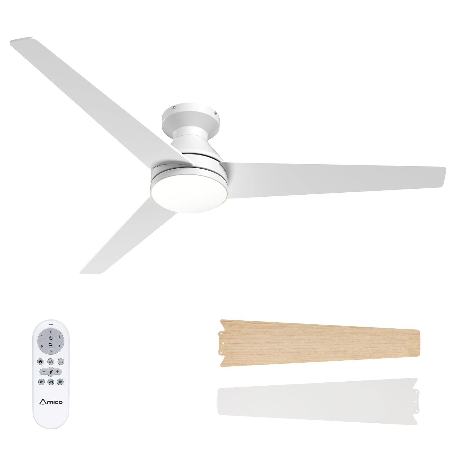 Amico 52-inch ceiling fan with light and remote for living room comfort