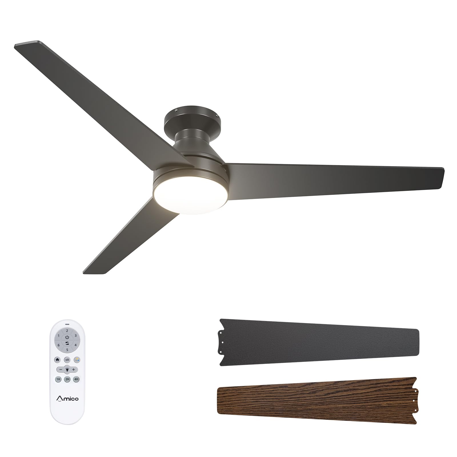 Amico 52-inch ceiling fan with light and remote in use for cooling and ambience.
