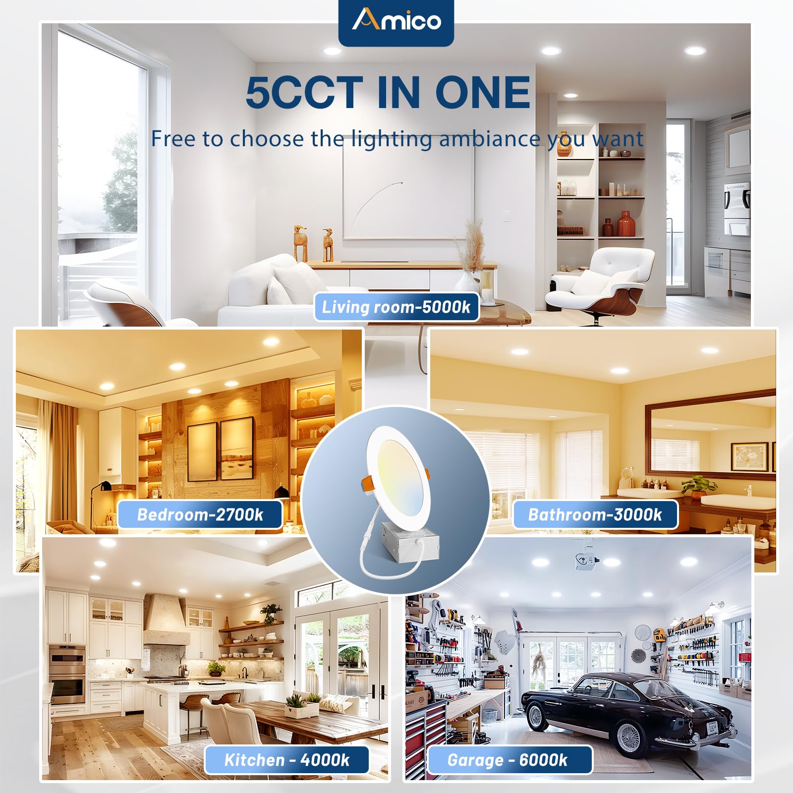 Amico 5CCT color temperature selector for adaptable ambient lighting.