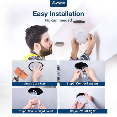 Amico 3-inch 500lm, 7W equivalent downlight with energy-saving performance