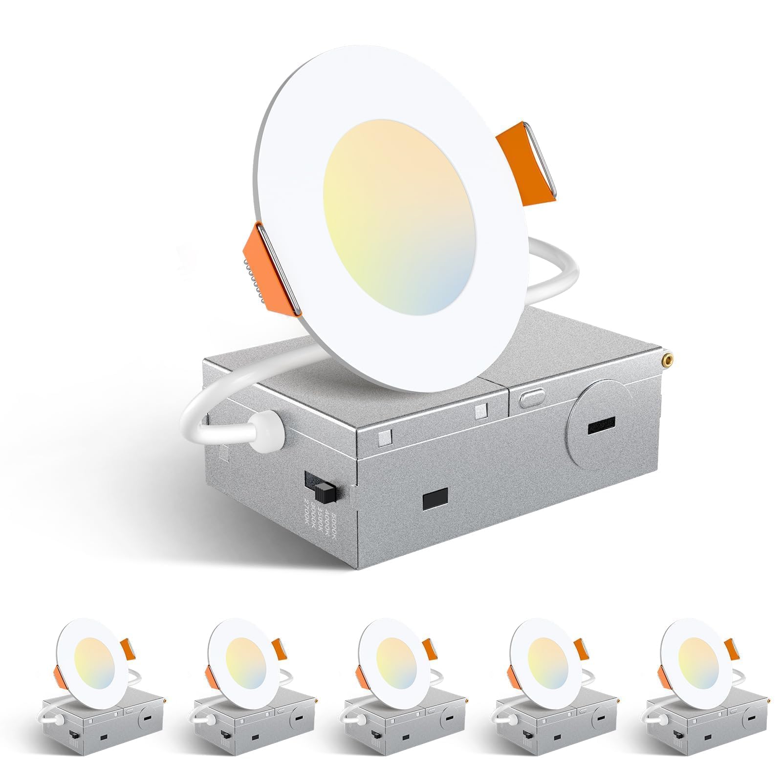 Amico 3-inch 5CCT downlight with J-box for flexible color temperature in any room