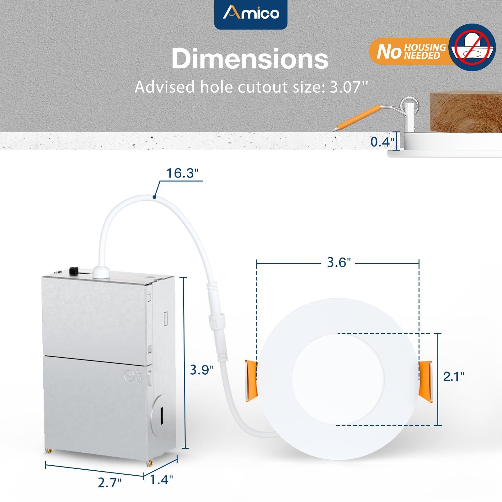 Amico 3-inch ic-rated recessed light designed for insulation contact in ceilings